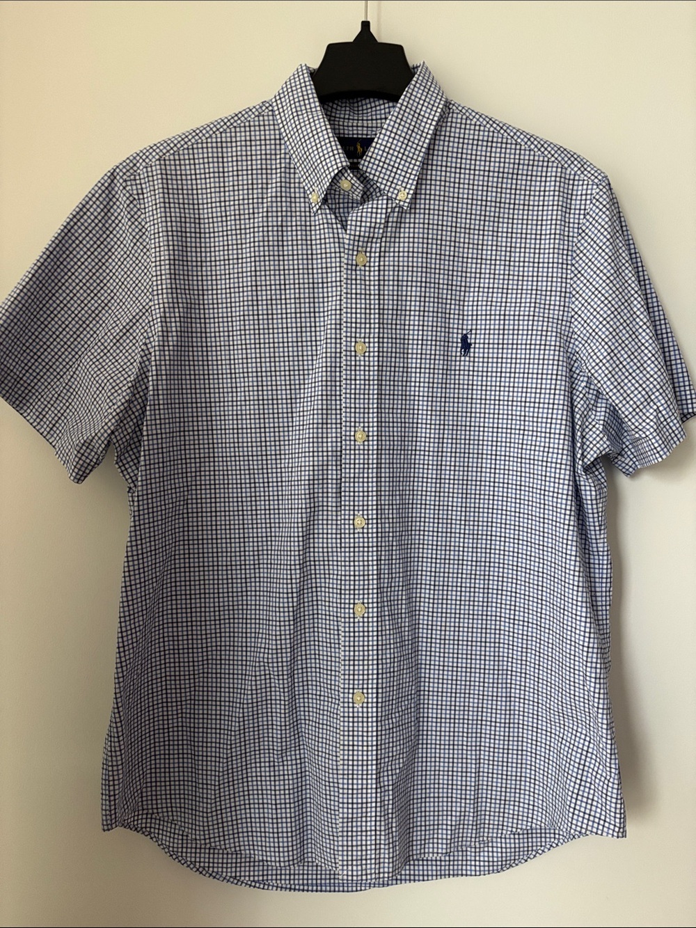 Polo Ralph Lauren Men’s Classic Blue and White Check Short Sleeve Button Down